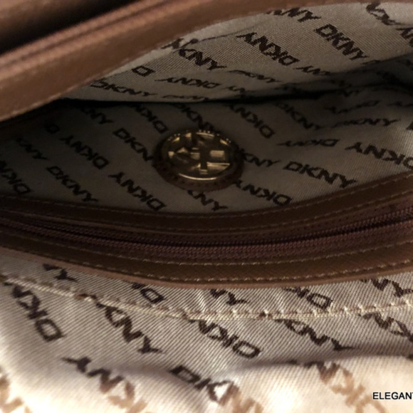 DKNY Espresso Brown Leather Textured Shoulder Bag - Picture 6 of 8